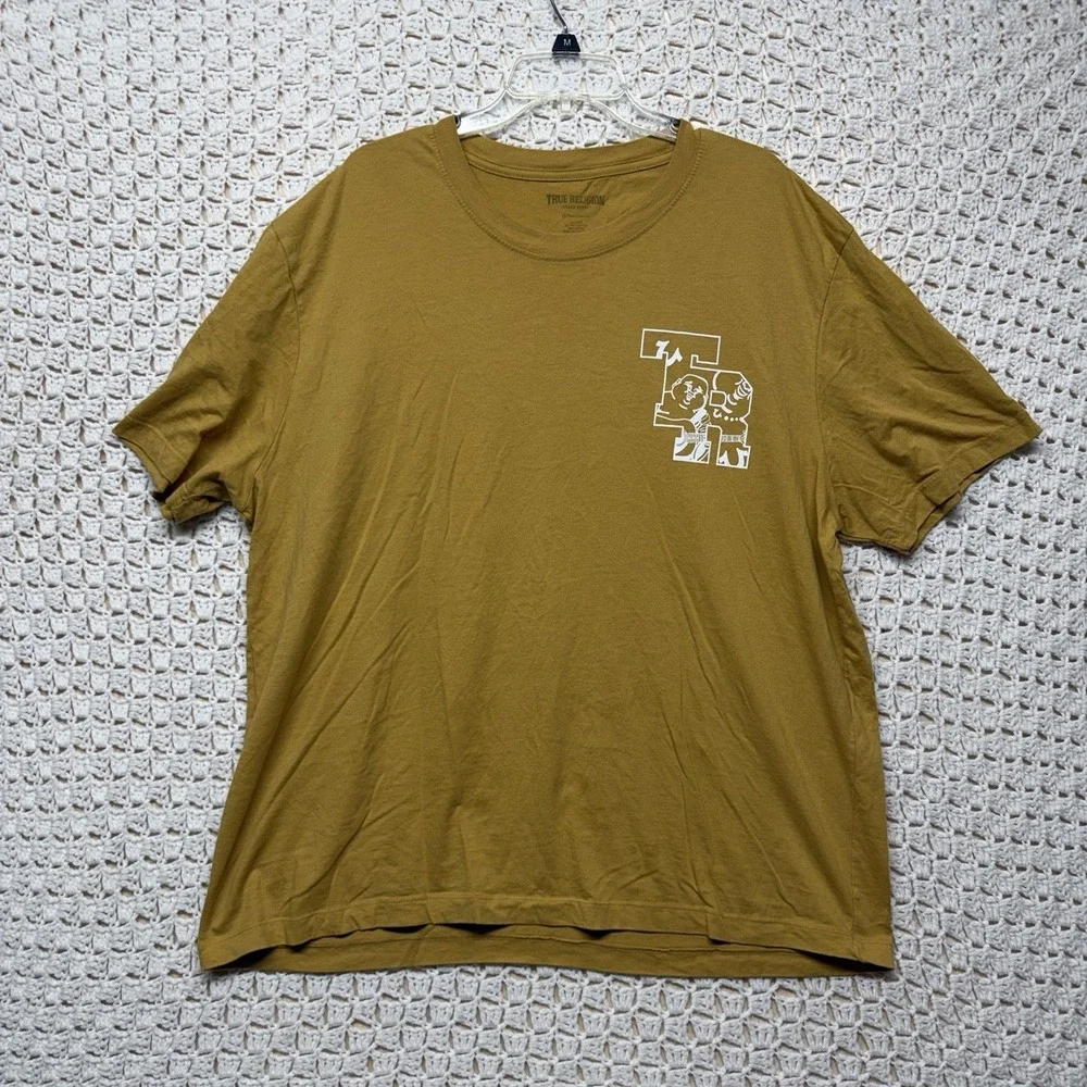 True Religion T Shirt Mens XL Yellow Short Slv Crew Neck The Original Buddha